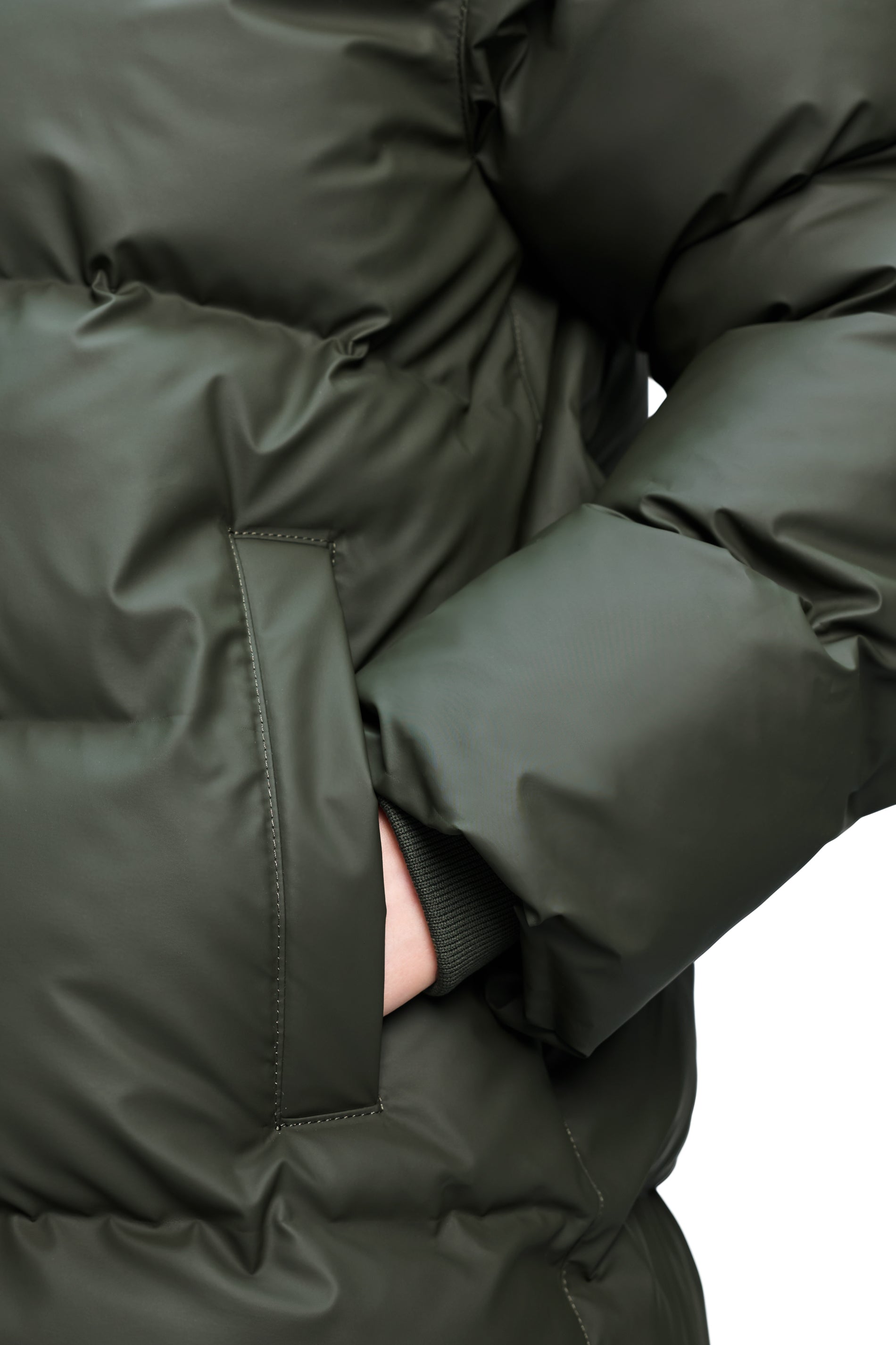 RAINS Alta Longer Puffer Jacket Green Jacket