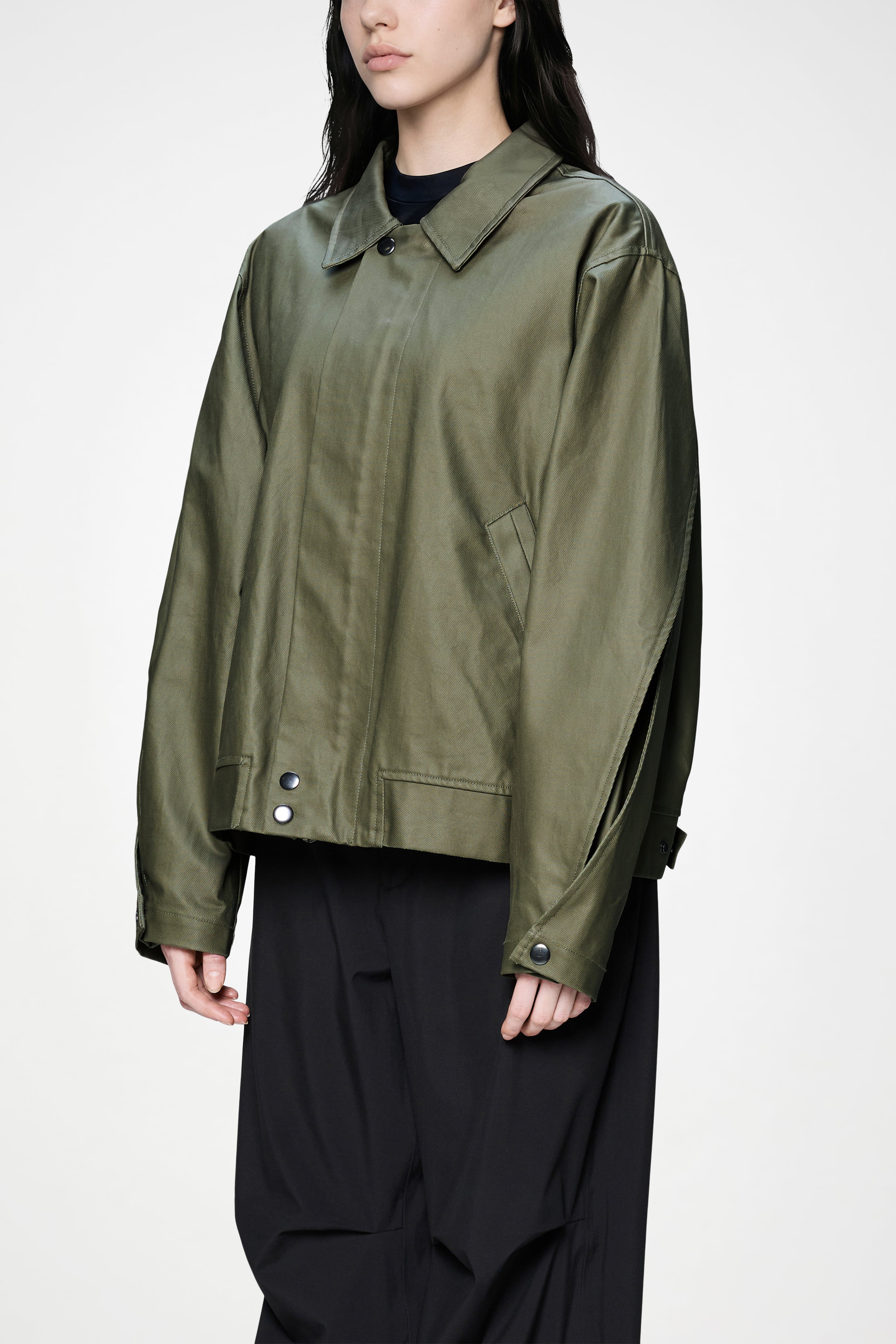 RAINS Heavy Woven Overshirt Moss Long Sleeve